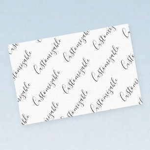 Papel De Seda Padrão de Texto de Script Moderno Editável Preto