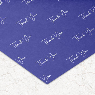 Papel De Seda Padrão de Texto Personalizado Obrigado Azul