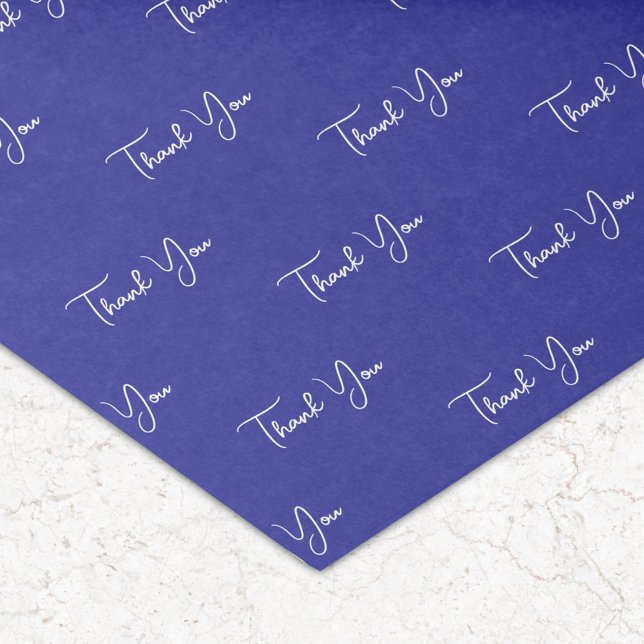 Papel De Seda Padrão de Texto Personalizado Obrigado Azul (Criador carregado)