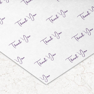 Papel De Seda Padrão de Texto Roxo Personalizado Obrigado