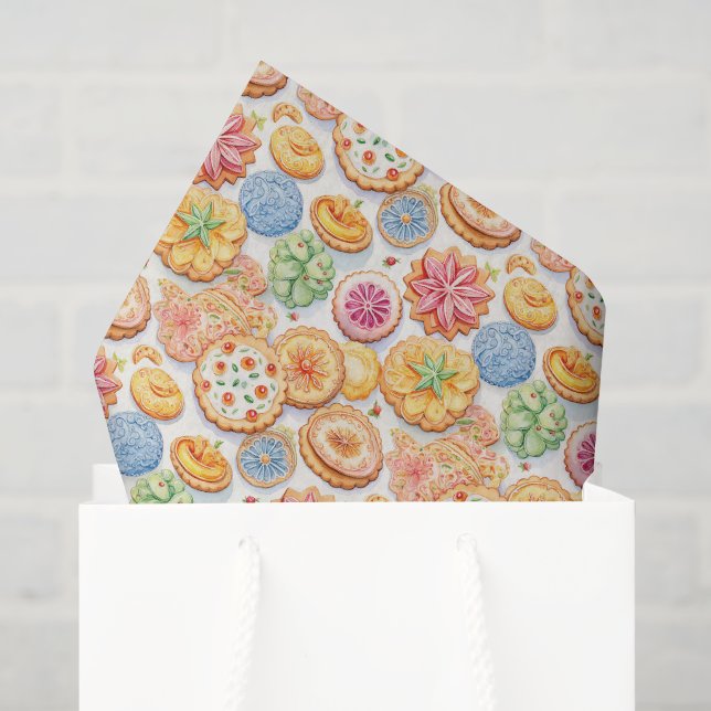Papel De Seda Padrão de tiled de festa de biscoito bonito (Sacola de presentes)