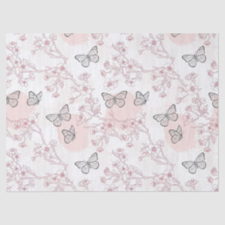Papel De Seda Padrão de Toile de Borboleta Botânica Vintage (8)