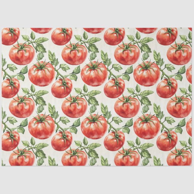 Papel De Seda Padrão de tomate de aquarela (Frente )