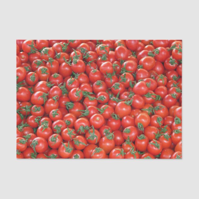 Papel De Seda Padrão de Tomates de Cereja Vermelha (Frente )