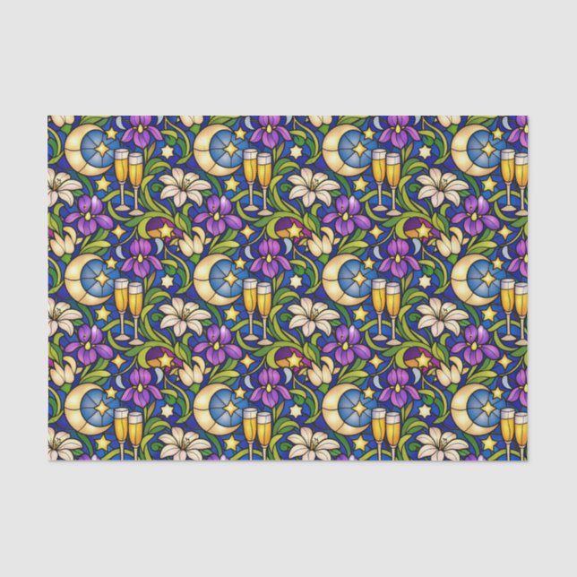 Papel De Seda Padrão de Torrada do Jardim Celestial (Frente )