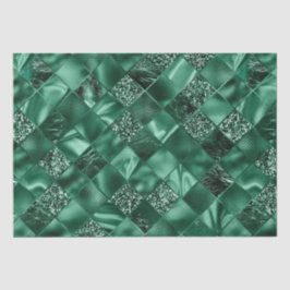 Papel De Seda Padrão de treliça de diamante brilhante verde eleg
