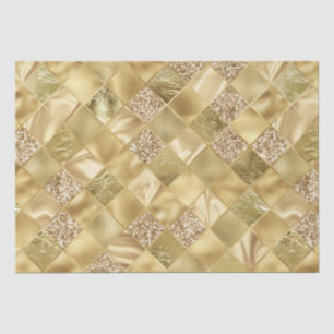 Papel De Seda Padrão de Treliça de Diamante com Brilho Dourado E
