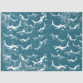 Papel De Seda Padrão de Tubarão Azul em Descamação