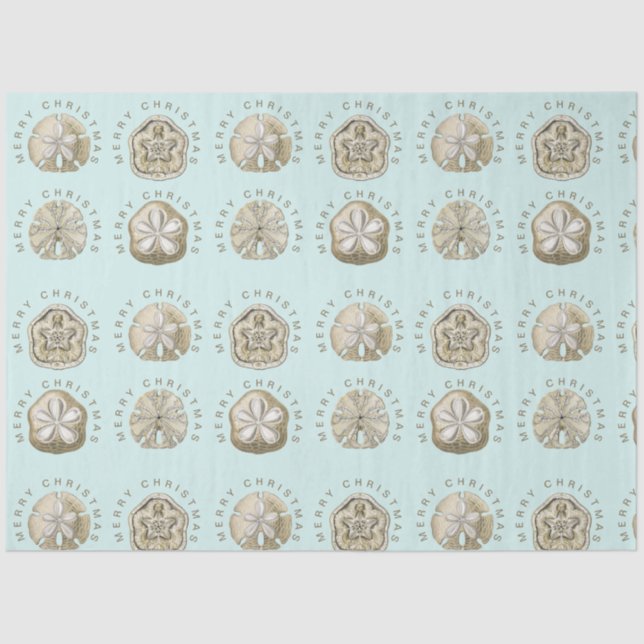 Papel De Seda Padrão de Turquesa de Dólar de Areia de Natal Feli (Frente )