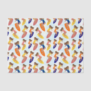 Papel De Seda Padrão de uma garota de surfista de verão com colo