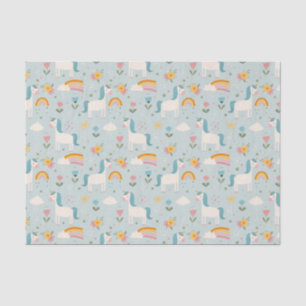 Papel De Seda Padrão de Unicórnio do Arco-Íris Cute pastel