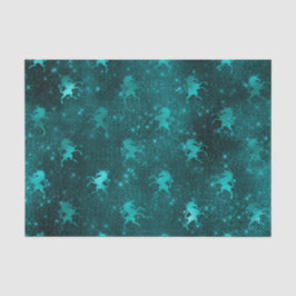 Papel De Seda Padrão de Unicórnios com Glitter Glam Ombre Verde 