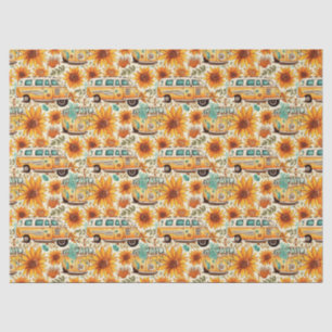 Papel De Seda Padrão de Van de Girassol Retro – Boho Hippie Vint