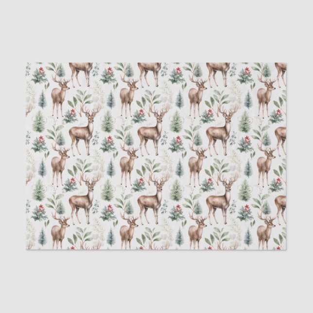 Papel De Seda Padrão de Veado de Natal sem Olhos (Frente )