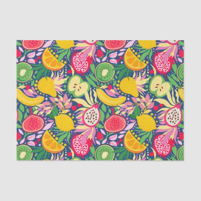 Papel De Seda Padrão de Verão de Fruta tropical (Frente )
