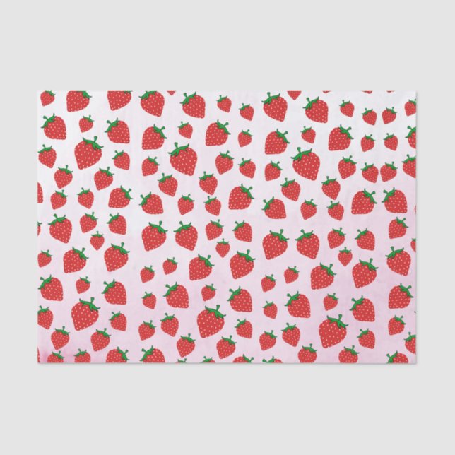 Papel De Seda Padrão de Verão de Morango Rosa (Frente )