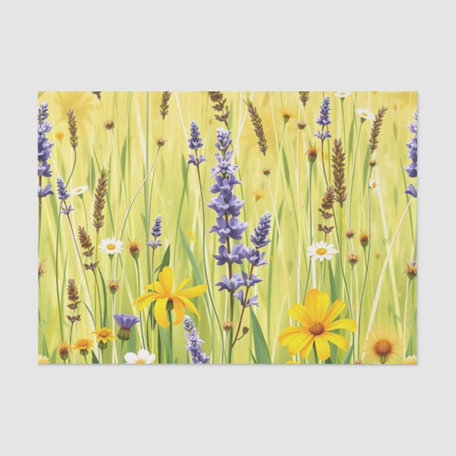 Papel De Seda Padrão de Verão de Prado de Flores Silvestres (Frente )