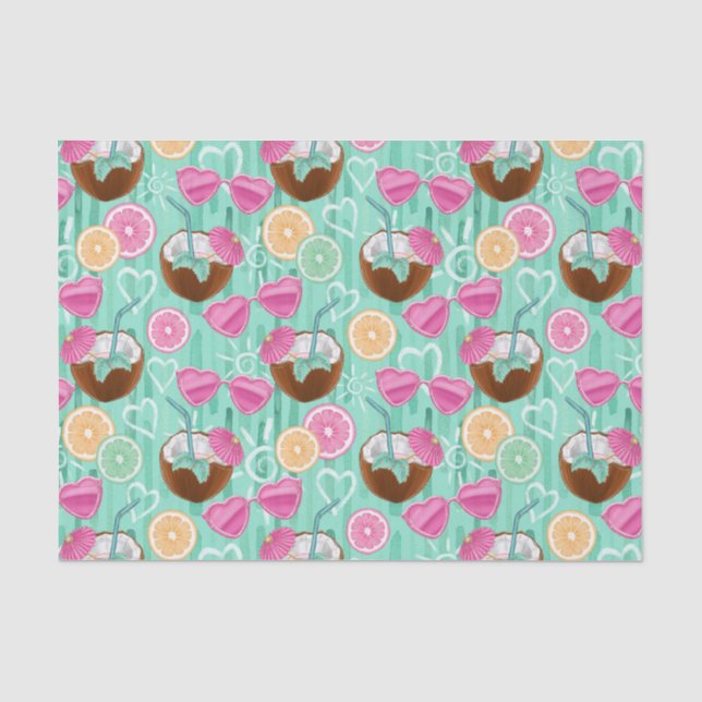 Papel De Seda Padrão de Verão de Praia  (Frente )