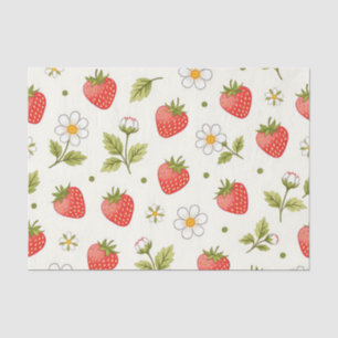 Papel De Seda Padrão de Verão Flor de Morango