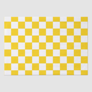 Papel De Seda Padrão de Verificação Branco Amarelo