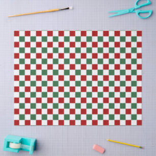 Papel De Seda Padrão de Verificação do Vermelho Festivo