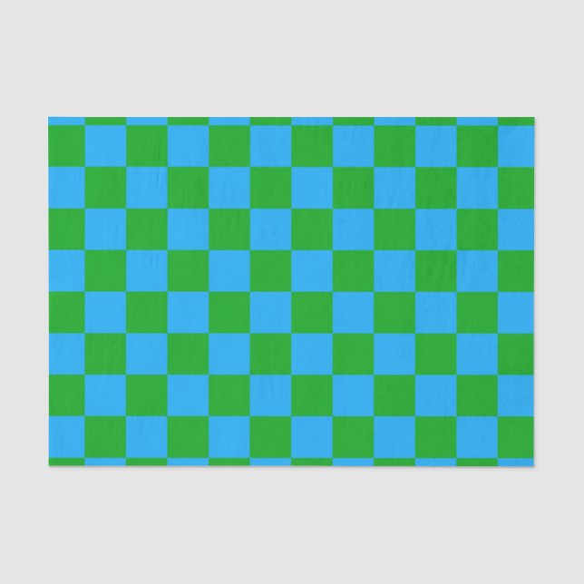 Papel De Seda Padrão de Verificação Verde Azul (Frente )