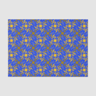 Papel De Seda Padrão de vetor azul e Ouro sem costura