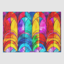 Papel De Seda Padrão de Vidro Colorido Arco-íris Elegante