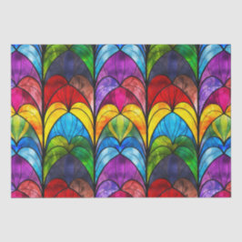 Papel De Seda Padrão de Vidro Colorido Arco-íris Elegante