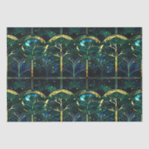 Padrão de Vidro Colorido Árvore Celestial Verde Es