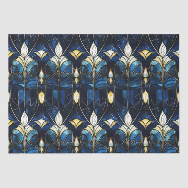 Papel De Seda Padrão de Vidro Dourado Elegante Lotus Faux (Frente )