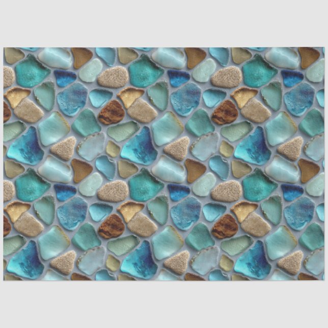 Papel De Seda Padrão de Vidro Marinho Decoupage (Frente )