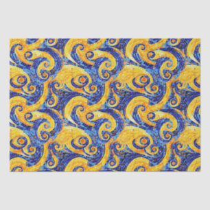 Papel De Seda Padrão de Vidro Mosaico Estrela Amarela e Azul Noi