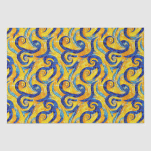 Papel De Seda Padrão de Vidro Mosaico Noite Estrelada Amarelo e