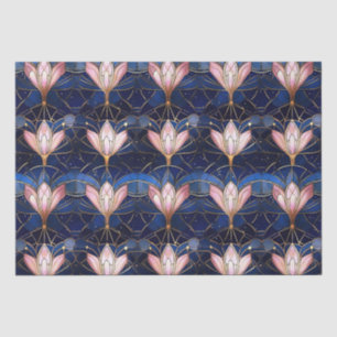 Papel De Seda Padrão de Vidro Pintado Falso de Lótus Rosa Elegan