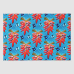 Papel De Seda Padrão de Vidro Vermelho de Pepper Turquoise do S