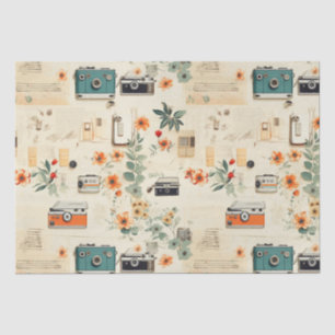 Papel De Seda Padrão de Vintage Floral & Camera (6)