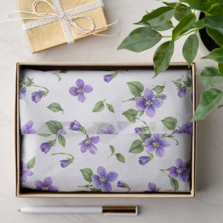 Papel De Seda Padrão de Violetas Roxas