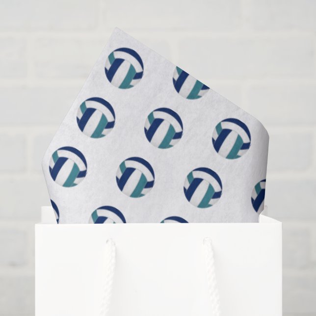 Papel De Seda padrão de vôleis azul teal minúsculos (Sacola de presentes)