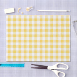Papel De Seda Padrão de Xadrez Amarelo Moderno