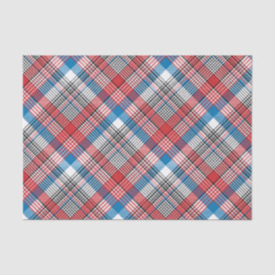 Papel De Seda Padrão de Xadrez da Vintagem Vermelha, Azul e Bran