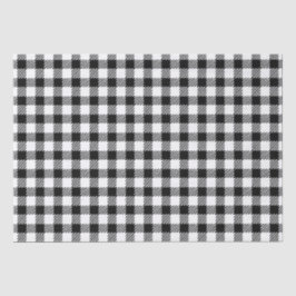 Papel De Seda Padrão de Xadrez de Gingham preto-e-branco festivo