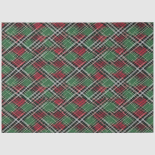 Papel De Seda Padrão de Xadrez de Natal Vermelho e Verde da Tren