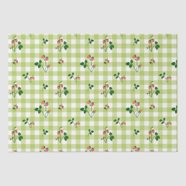 Papel De Seda Padrão de Xadrez de verificação de Gingham Verde d (Frente )