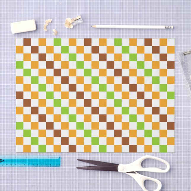 Papel De Seda Padrão de xadrez diagonal de colheita (Arte )