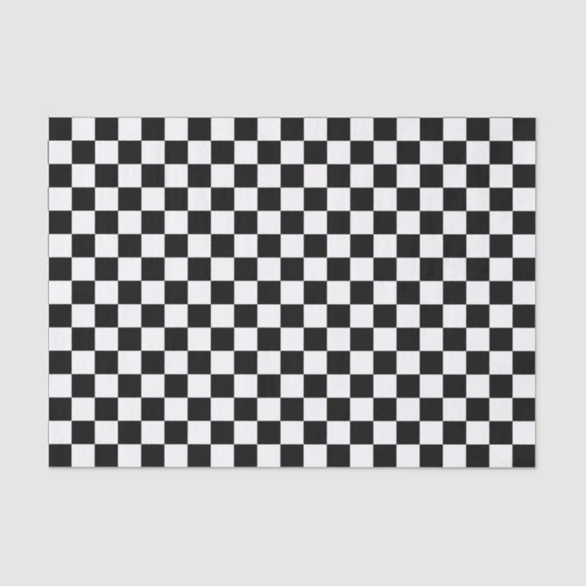 Papel De Seda Padrão de xadrez preto e branco (Frente )