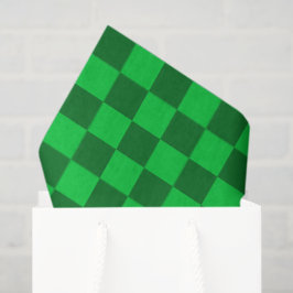 Papel De Seda Padrão de Xadrez Verde com Dois Tons