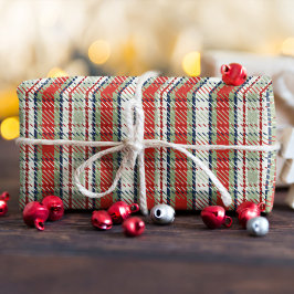 Papel De Seda Padrão de Xadrez Verde Vermelha Cinza de Natal