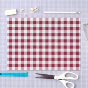 Papel De Seda Padrão de Xadrez Vermelha Burgundy