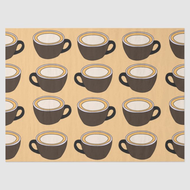 Papel De Seda Padrão de Xícara de Café (Frente )